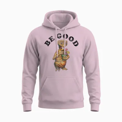 E.t. Be Good E.t. Holding Flower Pot Graphic Unisex Hoodie - Light Pink