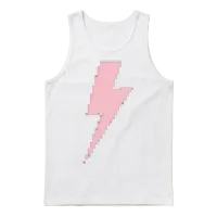 Retro Pixels Pink Lightning Bolt Unisex Tank Top - White – 1