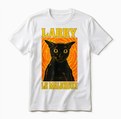 Larry Le Malicious Meme Brainrot Cat Lakaka Black Unisex T-Shirt - White