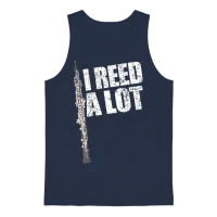 I Reed a Lot Oboe Player Funny Oboes Music Unisex Tank Top - Navy – 1