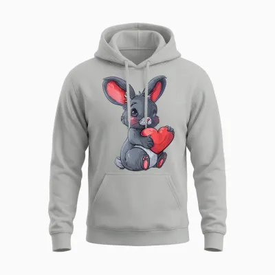 Niedlicher Hase Mit Herz Liebevolles Design Unisex Hoodie - Ash