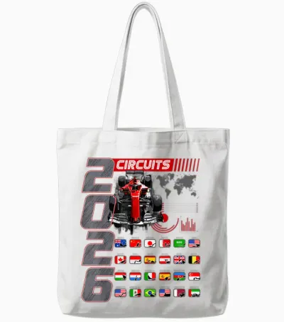 2026 Calendar for Racing Car Tote Bags - White
