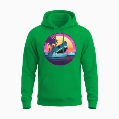 Shark Lovers Retro Style Unisex Hoodie - Irish Green