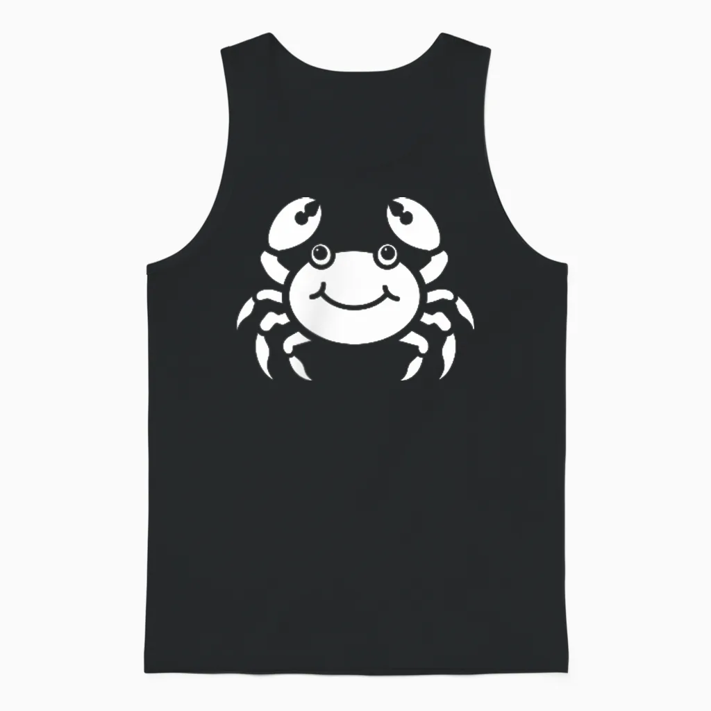 Humor Animals Crabs Minimalist Simple Crab T-Shirt, Black, S Unisex Tank Top in Black