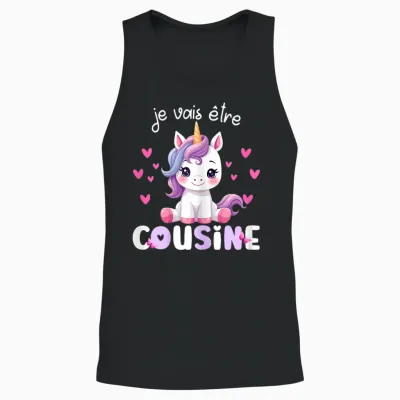 I Will Be Cousin Unicorn Announcement Pregnancy Cousin T-Shirt, Black, Female X-Small Unisex Tank Top - Black