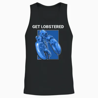 Funny Jumpscare Lobster Meme Blue Crustacean Unisex Tank Top - Black