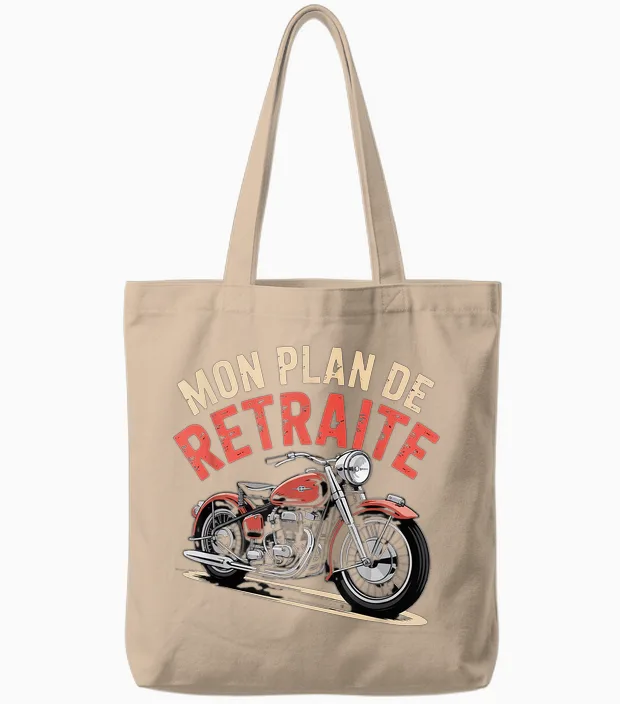 Motorcycle Retirement Man Humour Gift Funny Biker Funny Tote Bags in Natural