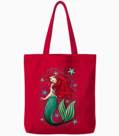 Disney the Little Mermaid Ariel's Song Music Notes T-Shirt Small Tote Bags - Red