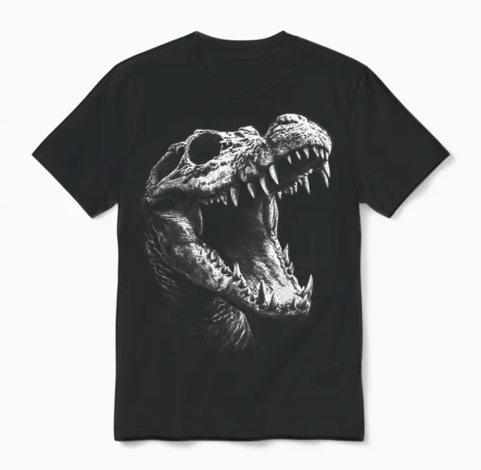 Crâne Gothique Crocodile Animal Alternatif Grunge Esthétique Unisex T-Shirt in Black