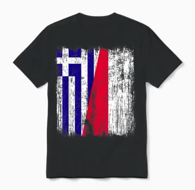 Griechenland Polen Halbe Flagge Griechische Polnische Vorfahren Unisex T-Shirt - Black