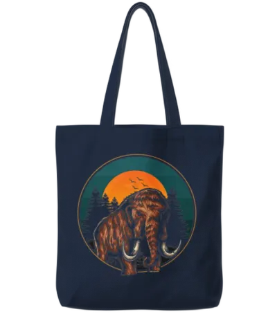 Mammoth Retro Prehistoric Animal Tote Bags - Navy