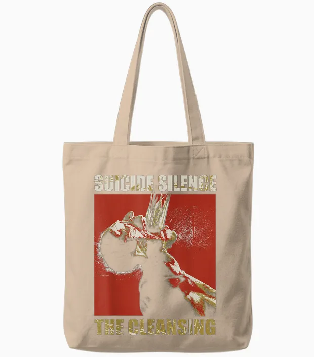 Suicide Silence Official Merchandise - Cleaning Block T-Shirt, Black Tote Bags in Natural