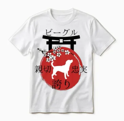 Beagle Japan Kanji Style for Dog Lovers Unisex T-Shirt - White
