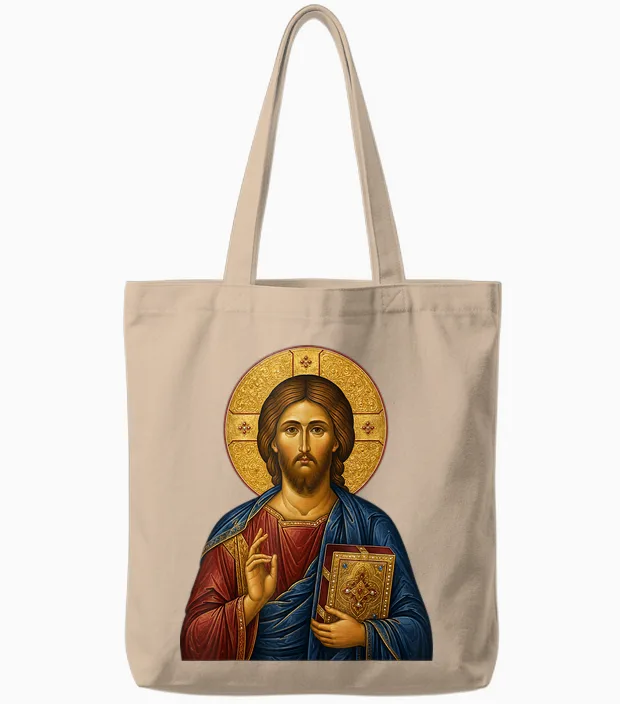Heiliger Orthodoxer Jesus, Die Lehrer-Ikone Tote Bags in Natural
