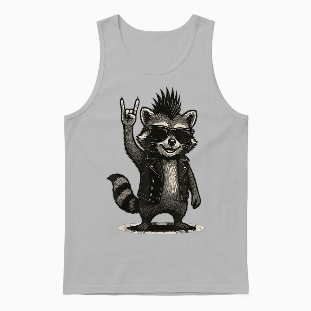 WaschbÀr Punk Rock Musik Vintage Unisex Tank Top in Ash