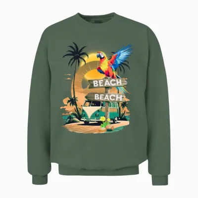 'beach Sign Parrot Scene' Gd Unisex Sweatshirt - Military Green