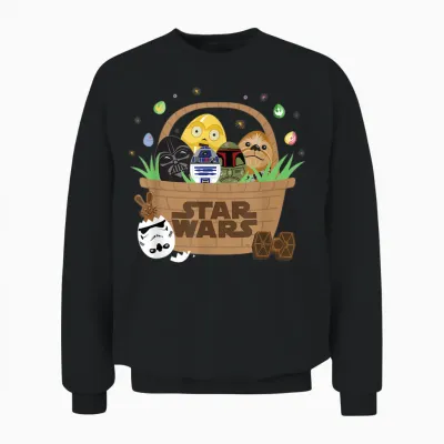 Star Wars Classic Characters Easter Eggs Basket Funny Spring Unisex Sweatshirt - Black