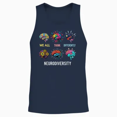 We All Think Differently Neurodiversity Autismus Mental Health Unisex Tank Top - Navy