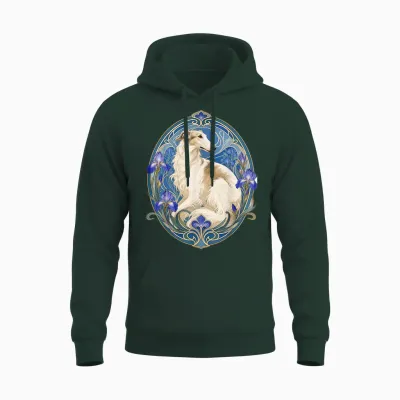 élégant Lévrier Russe Borzoi Art Nouveau Unisex Hoodie - Forest
