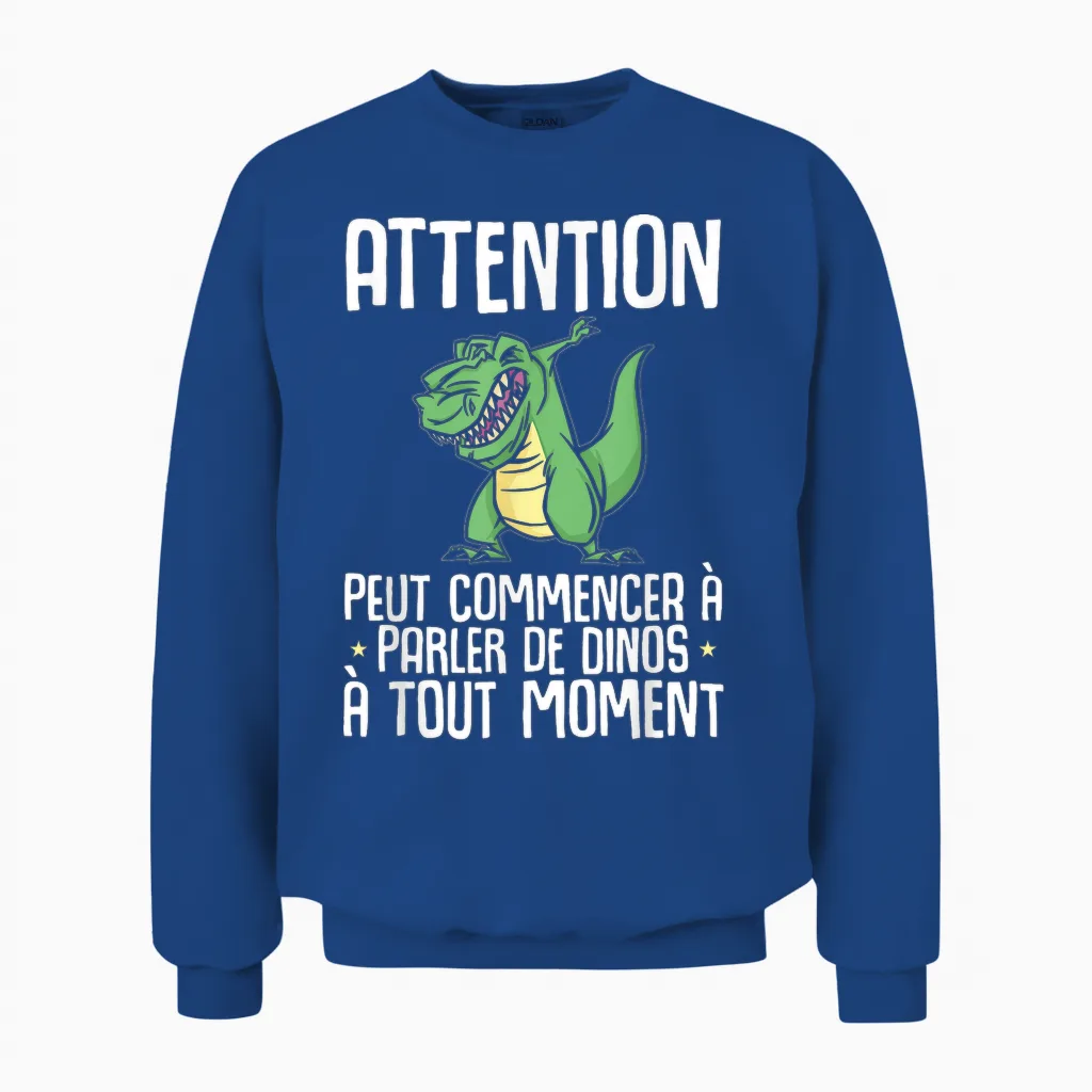 Dinosaur Attention Can Start Talking About Dinos T-Rex T-Shirt, Black, S Unisex Sweatshirt in Royal