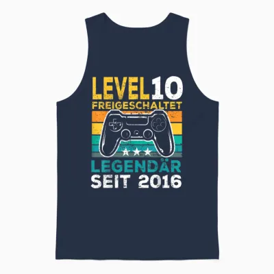 Level 10 Geburtstag Junge Gamer Mann Deko Jahrgang 2016 Unisex Tank Top - Navy