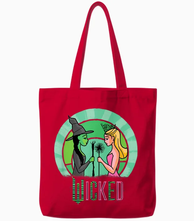 Wicked Glinda & Elphaba Sketched Tote Bags in Red