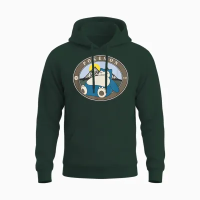 Pokémon 143 Snorlax Sleepy Outdoor Adventures Park Badge Unisex Hoodie - Forest