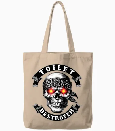 Toilet Destroyer Joke Poo Destroyer Toilet Destroyer Toilet Tote Bags - Natural