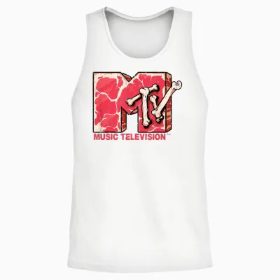 Mtv Logo Flesh and Bones Meat Beef Steak Raw Meat Mtv Unisex Tank Top - White