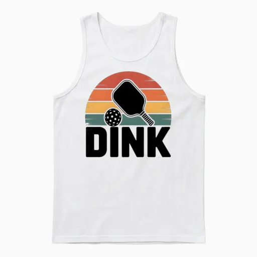 Retro Vintage Sunset Pickleball Paddle Dink Unisex Tank Top in White