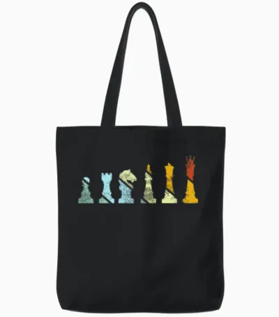 Chess Retro Tote Bags - Black