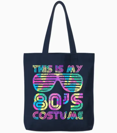This Is My 80s Costume Groovy Retro Halloween Costume 80s T-Shirt, Black, S Tote Bags - Navy