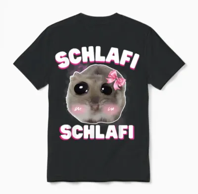 Schlafi Schlafi Funny Sad Hamster Cute Hamstie T-Shirt, Black Unisex T-Shirt - Black