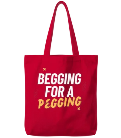 Begging for a Pegging Tote Bags - Red