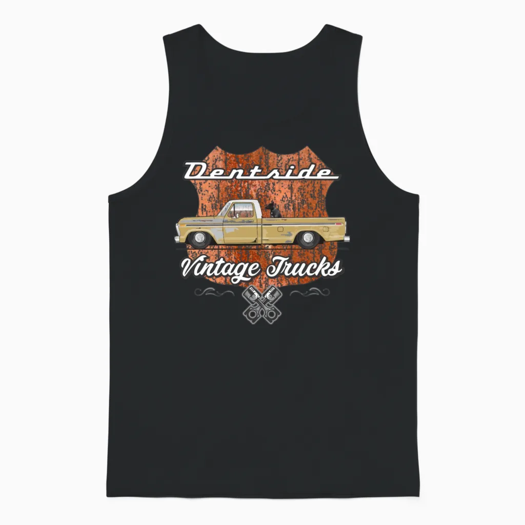 Dentside Durango Tan Unisex Tank Top in Black