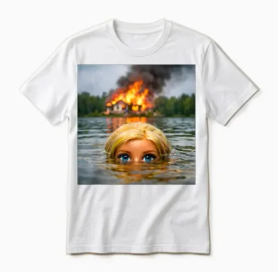 Lustige Puppe Gesicht Kleidung Meme Frauen Männer Vintage Schwimmen Unisex T-Shirt - White