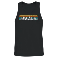 Retro Mountain Sunset Summer & Beach Unisex Tank Top - Black – 2