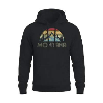 Montana Mountains Camping Hiking Unisex Hoodie - Black