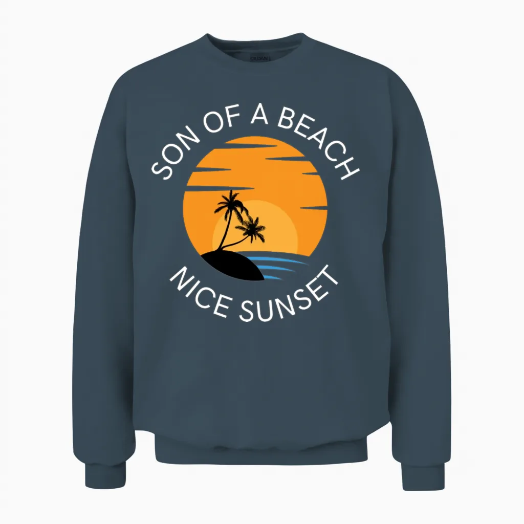 Black Yellow Blue White Simple Beach Unisex Sweatshirt in Dark Heather