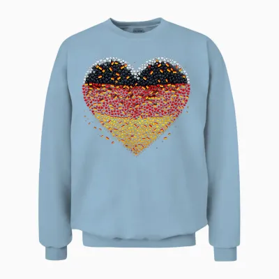 Banner Heart Germany Flag German Fan T-Shirt, Black Unisex Sweatshirt - Light Blue