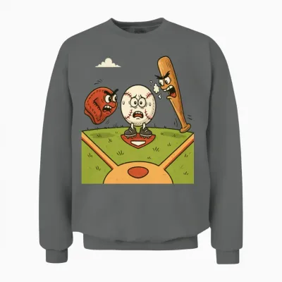 Funny Baseball Cartoon Unisex Sweatshirt - Graphite Heather