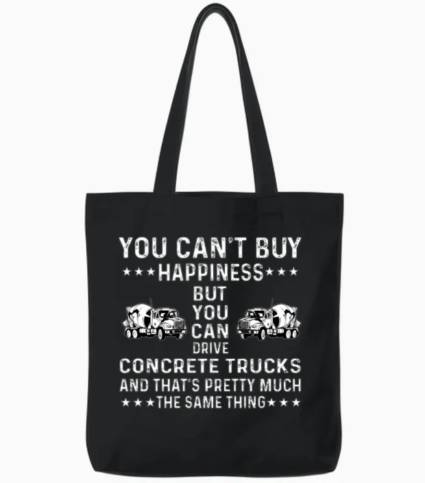 Concrete Truck Driver Truckers Gift Tote Bags in Black