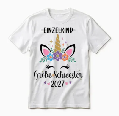 Kinder Big Sister 2027 Einzelkind Große Schwester 2027 Unisex T-Shirt - White