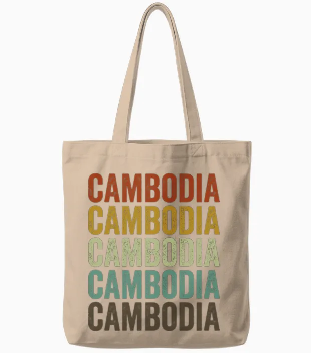 Cambodia Retro Vintage Tote Bags in Natural