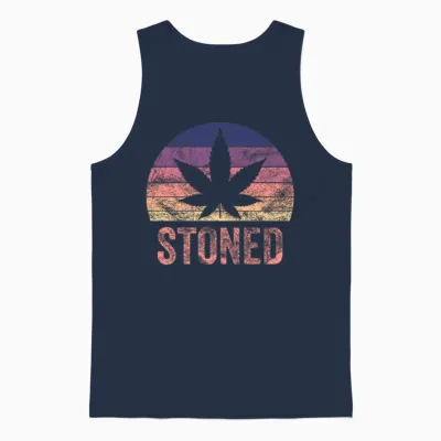 Retro Weed Unisex Tank Top - Navy