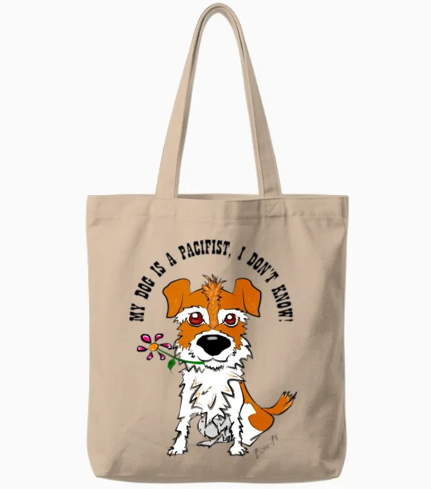 Dog Jack Russell Dog Lovers Gift Tote Bags in Natural