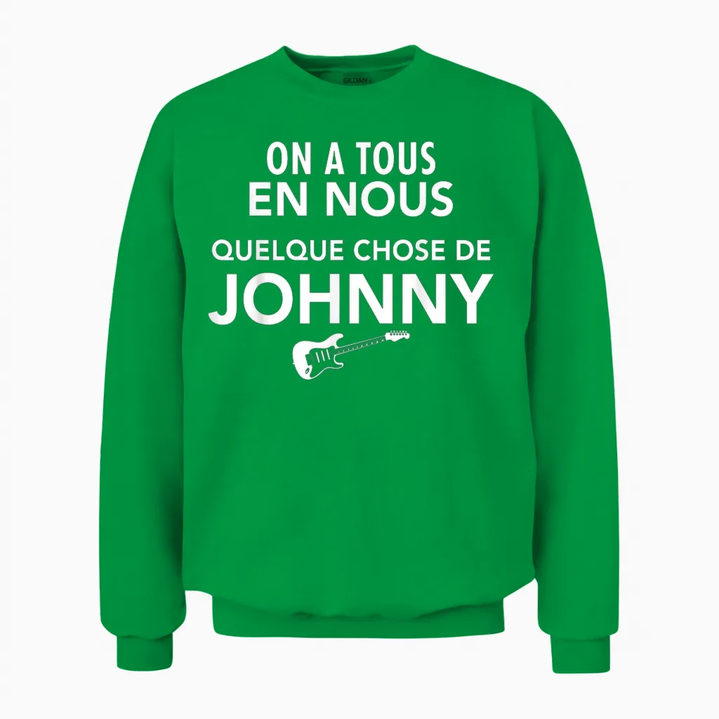 Something Johnny Guitar Rock Tribute French Idol Unisex Sweatshirt in Irish Green