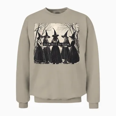 Girl Will Be Girl Lustige Hexe Halloween Vibes Feminist Unisex Sweatshirt - Sand