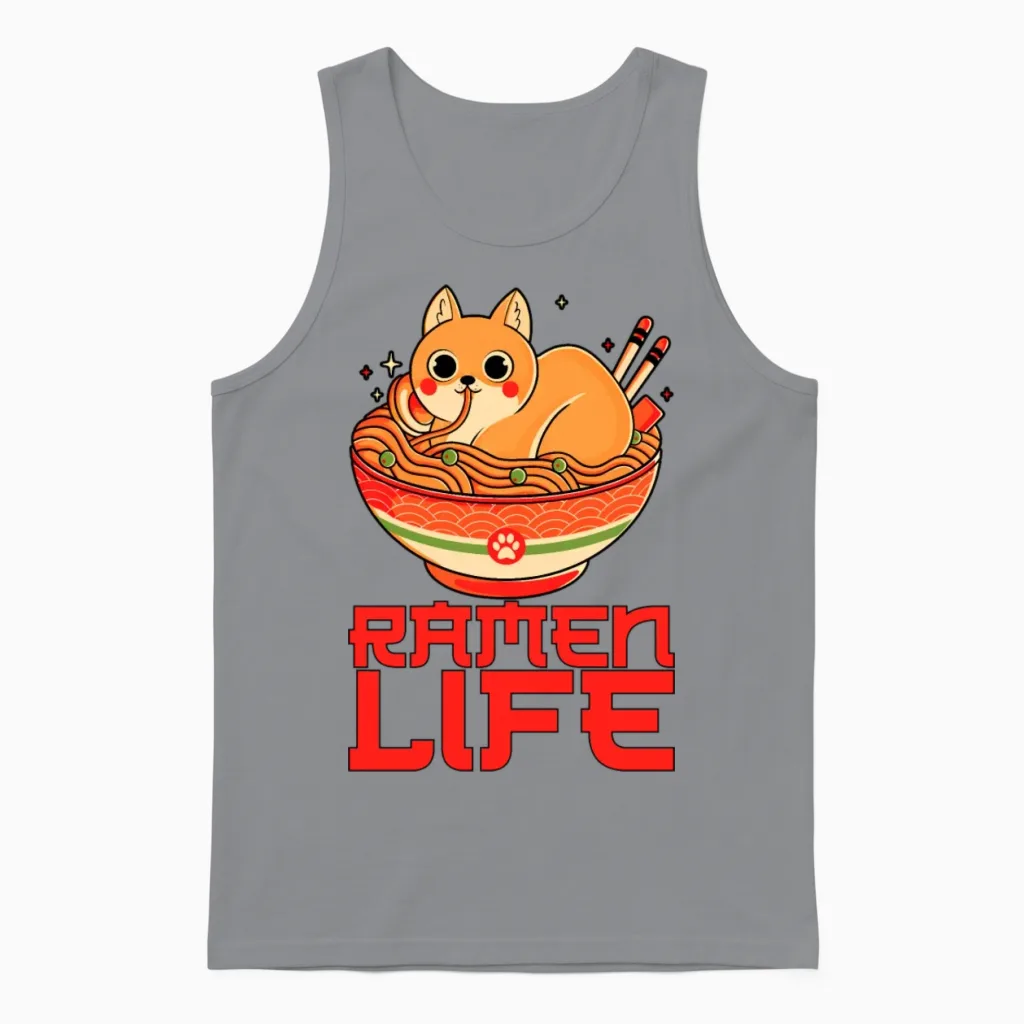 Ramen Life Cat Lovers Unisex Tank Top in Sport Grey