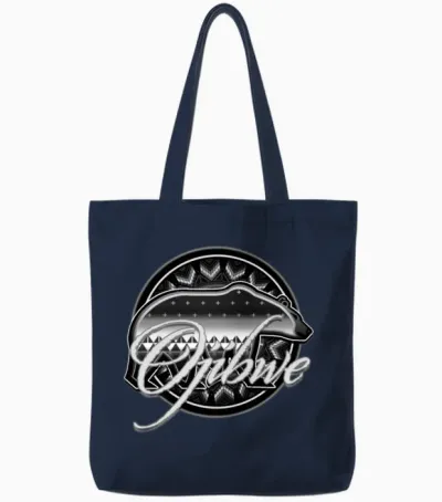 Grey Bear Ojibwe Represent Your Tribe Tote Bags - Navy